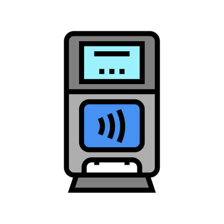 pos terminal contactless color icon vector. pos terminal contactless sign. isolated symbol illustrationのイラスト素材