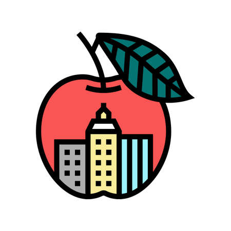 nyc big apple color icon vector. nyc big apple sign. isolated symbol illustrationのイラスト素材