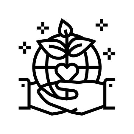 people save nature line icon vector. people save nature sign. isolated contour symbol black illustrationのイラスト素材