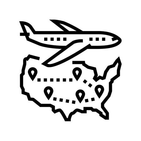 usa travel line icon vector. usa travel sign. isolated contour symbol black illustrationのイラスト素材