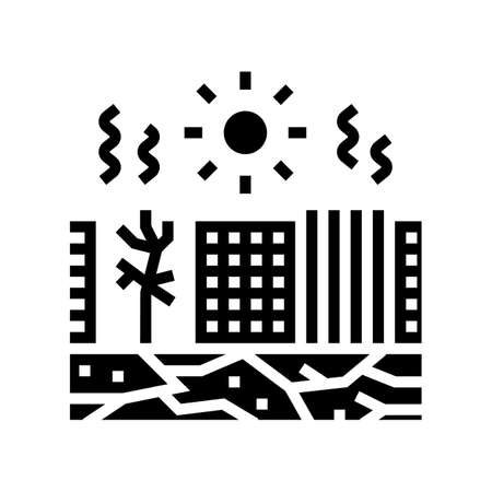 heat disaster glyph icon vector. heat disaster sign. isolated contour symbol black illustrationのイラスト素材