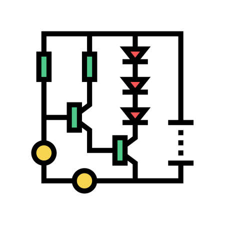 circuit diagram color icon vector. circuit diagram sign. isolated symbol illustrationのイラスト素材