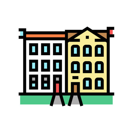 townhome house color icon vector. townhome house sign. isolated symbol illustrationのイラスト素材