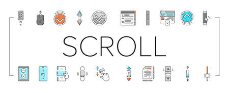 Scroll Computer Mouse Cursor Icons Set Vector .