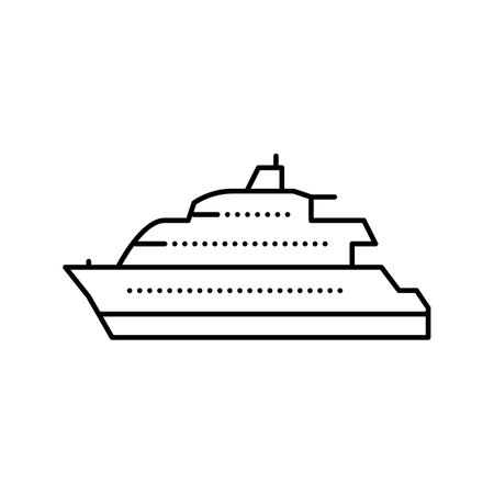 motor yacht boat line icon vector illustrationのイラスト素材