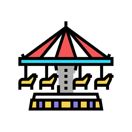 carousel amusement park color icon vector. carousel amusement park sign. isolated symbol illustrationのイラスト素材
