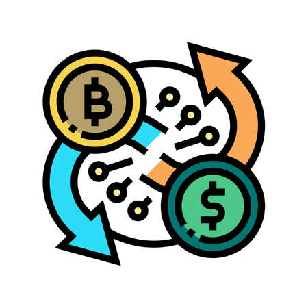 exchange cryptocurrency color icon vector. exchange cryptocurrency sign. isolated symbol illustrationのイラスト素材