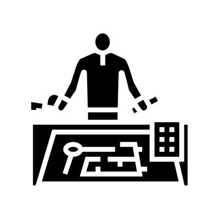 engineer worker glyph icon vector. engineer worker sign. isolated contour symbol black illustrationのイラスト素材