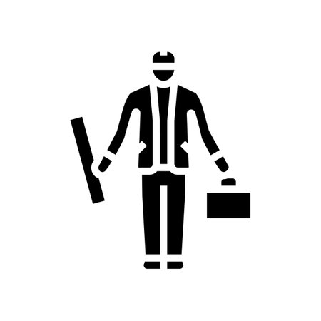 engineer or architect glyph icon vector. engineer or architect sign. isolated contour symbol black illustrationのイラスト素材