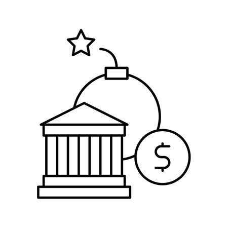 bank bang bomb line icon vector illustrationのイラスト素材
