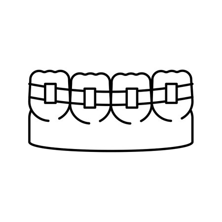 teeth braces line icon vector illustrationのイラスト素材