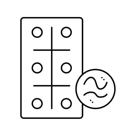 pills for treatment pet worms line icon vector illustrationのイラスト素材