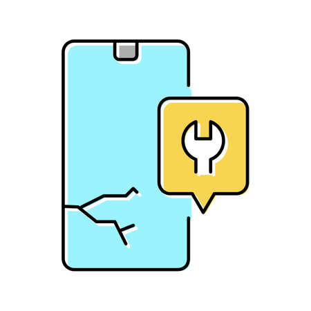 crashed phone screen repair color icon vector illustrationのイラスト素材