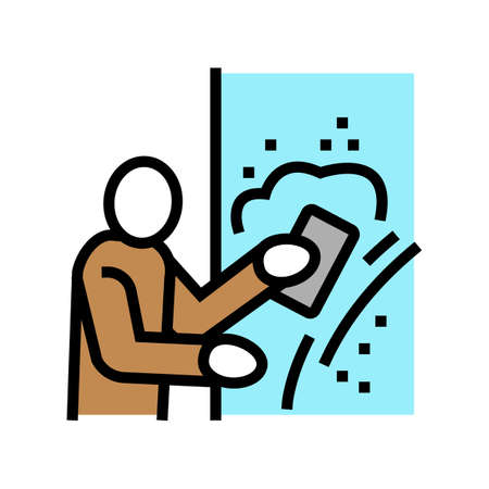 plasterer working color icon vector. plasterer working sign. isolated symbol illustrationのイラスト素材