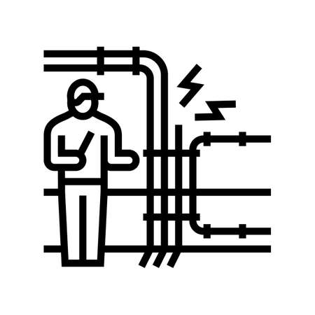 electrical fault finding line icon vector. electrical fault finding sign. isolated contour symbol black illustrationのイラスト素材