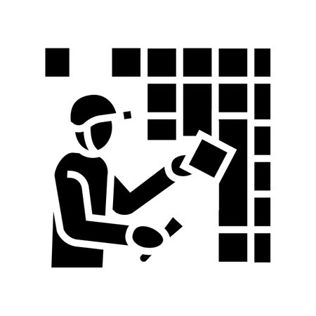 tiler worker glyph icon vector. tiler worker sign. isolated contour symbol black illustrationのイラスト素材