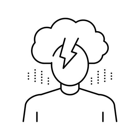 depression psychological problems line icon vector illustrationのイラスト素材