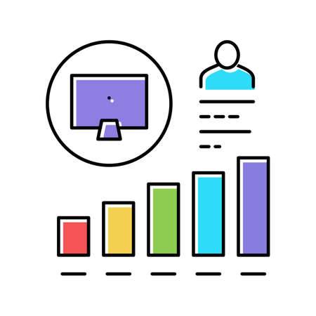 worker growing indicators color icon vector illustrationのイラスト素材