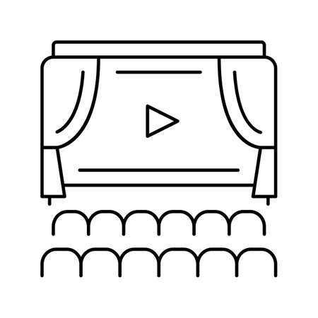 cinema display and seats line icon vector illustrationのイラスト素材