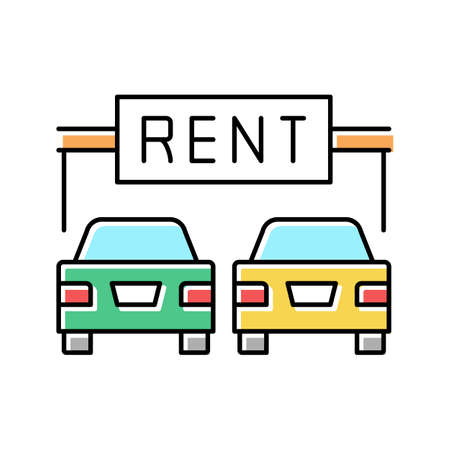 rent car motel service color icon vector illustrationのイラスト素材