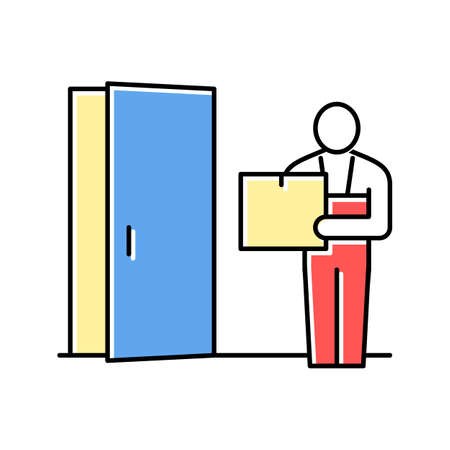 courier delivering box color icon vector illustrationのイラスト素材