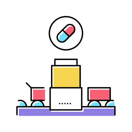 medicine manufacturing plant color icon vector illustrationのイラスト素材