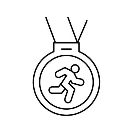 medal runner award line icon vector illustrationのイラスト素材
