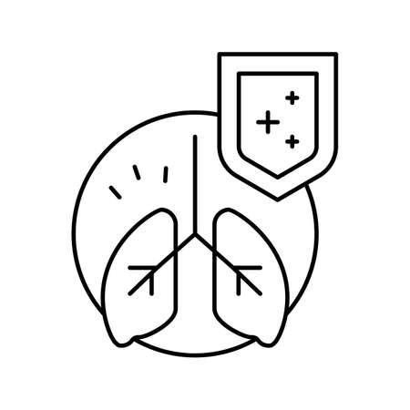 lungs immunity defense line icon vector illustrationのイラスト素材