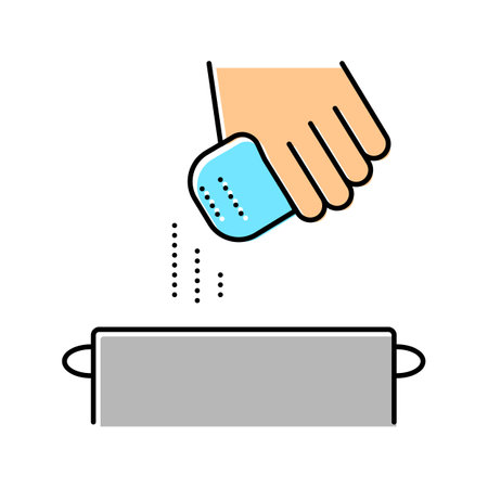 salting cooking meal color icon vector illustrationのイラスト素材