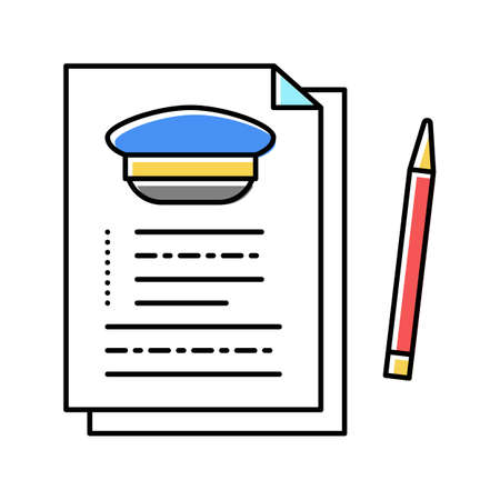 agreement for education in flight school color icon vector illustrationのイラスト素材