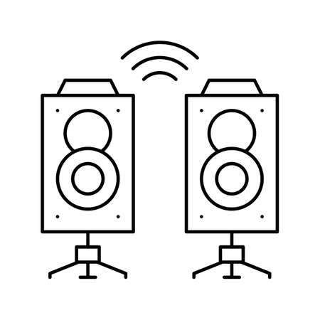 dynamic on stage playing music line icon vector illustrationのイラスト素材