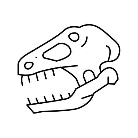 dinosaur skull line icon vector illustrationのイラスト素材
