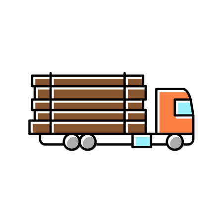 truck transportation wood timber color icon vector illustrationのイラスト素材