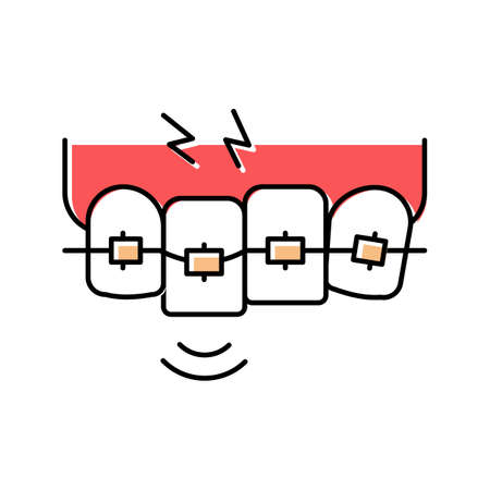 pain from tooth braces color icon vector illustrationのイラスト素材