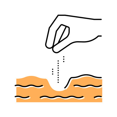 hand sowing seeds in ground color icon vector illustrationのイラスト素材