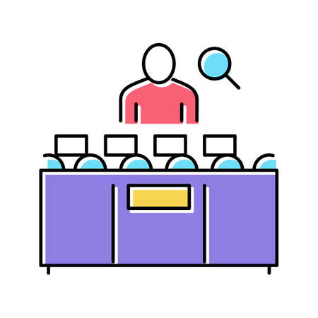 worker controle manufacturing process color icon vector illustrationのイラスト素材