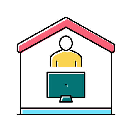 watch tv at home color icon vector illustrationのイラスト素材