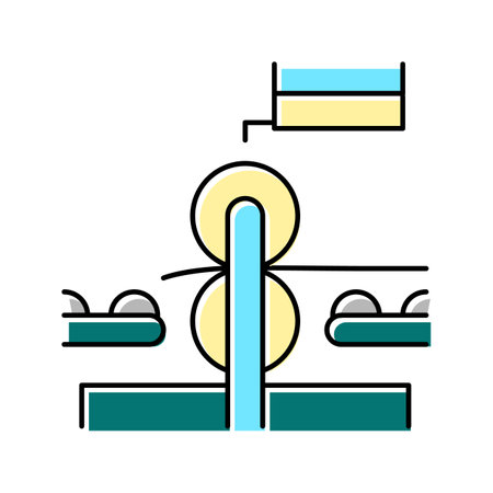 pressing wheels conveyor color icon vector illustrationのイラスト素材