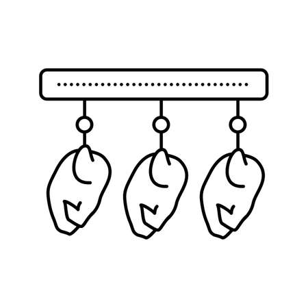 chicken carcass suspended on equipment line icon vector illustrationのイラスト素材