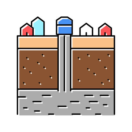 groundwater extraction color icon vector illustrationのイラスト素材