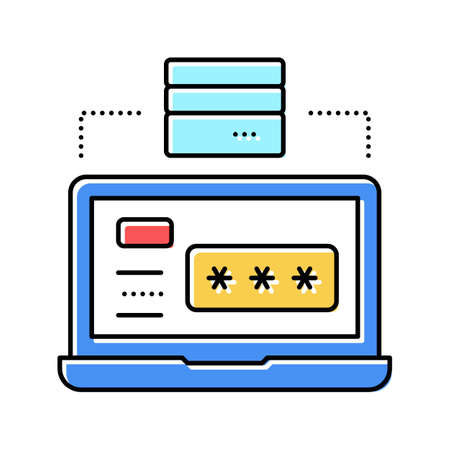 server laptop password entry color icon vector illustrationのイラスト素材