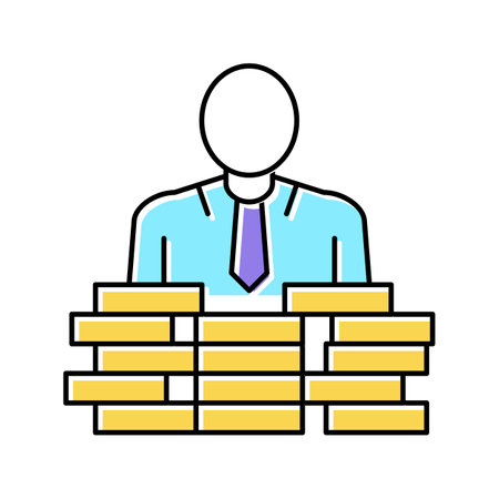 businessman coin heap color icon vector isolated illustrationのイラスト素材