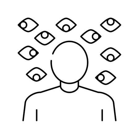 paranoia psychological problems line icon vector illustrationのイラスト素材