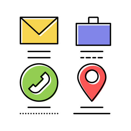 mail, business call and location color icon vector illustrationのイラスト素材