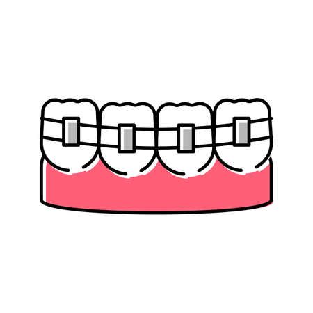 teeth braces color icon vector illustrationのイラスト素材