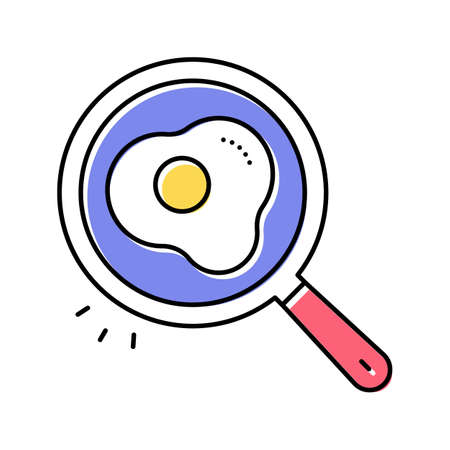 cooking frying egg color icon vector illustrationのイラスト素材