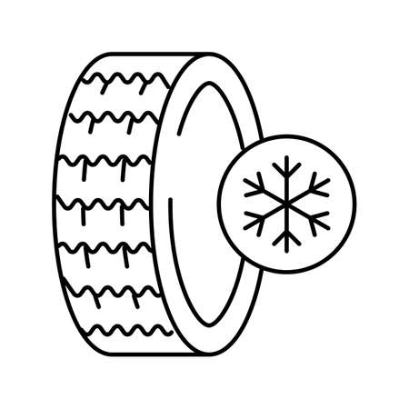 ice winter season tires line icon vector illustrationのイラスト素材