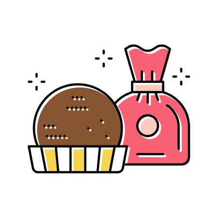 chocolate candy in spherical form color icon vector illustrationのイラスト素材