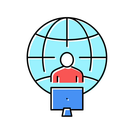 freelancer working world color icon vector illustrationのイラスト素材