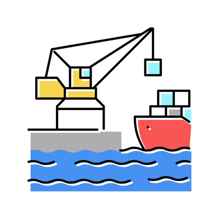 crane port color icon vector illustrationのイラスト素材